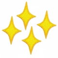 Set of four small yellow diamond star embroidery patches with white stitched edges - Yellow Combo