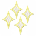 Set of 4 white diamond star embroidery patches with yellow stitched edges for garments - Yellow White Combo