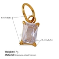 Blue rectangular zircon pendant with gold-plated stainless steel four-prong setting - White Zirconia Medium Rectangular Pendant (PJ466WEGL)