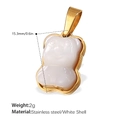 Pendentif ours en acier inoxydable doré 18K avec nacre blanche, taille 15,3mm - Pendentif Ours avec Nacre Blanche Doré (PJ558WEG)