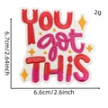 Pink YOU GOT THIS embroidered iron-on patch for clothing with dimensions 6.7x6.6cm - Got This Style (Pink English Patch 11#)