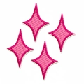 Rose pink embroidered diamond star patches set for clothing and bag decoration - Rose Red Set