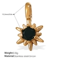 Gold-plated starburst pendant with black zircon center and stainless steel finish - Star Burst Black Zircon Gold Pendant (PJ463BKG)