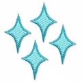Set of four light blue diamond star embroidered patches for clothes and bags - Blue Combo