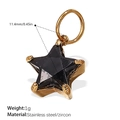 Pendentif étoile élégant en acier inoxydable doré avec une pierre de zircone noire - Pendentif Étoile avec Zirconia Noir Doré (PJ464BKG)