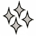 Set of four black and white four-pointed star embroidered patches for clothes - Black Set