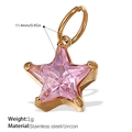 Pendentif étoile en zircon rose et acier inoxydable doré, taille 11,4mm et poids de 1g - Pendentif Étoile avec Zirconia Rose Doré (PJ464PKG)