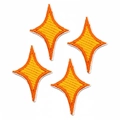 Set of four embroidered star patches in yellow and orange with white stitch borders - Orange Set