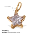 Pendentif étoile en acier inoxydable doré avec zircon clair, bijou minimaliste 11,4 mm - Pendentif Étoile avec Zirconia Blanc Doré (PJ464WEG)