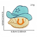 Toppa ricamata blu cappello da cowgirl costiera con ferro di cavallo arancione - Stile Cappello da Cowboy (1#)