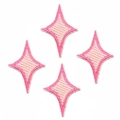 Pink star diamond embroidered patches for clothing and bags set of four pieces - Pink Combo