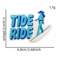 Toppa ricamata Tide Ride cowgirl surf blu termoadesiva per vestiti da 5,3x6,8 cm - Stile Tipografico Surf (2#)