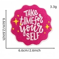 Pink wavy embroidered patch with Take Time for Yourself quote for clothing decoration - Your Self Style (Pink English Patch 19#)
