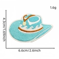 Embroidered light blue hat patch with white waves and brown lines for clothing - Luffy Inspired Blue Hat (5#)
