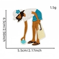 Coastal Cowgirl embroidered patch in blue and white, dimensions 6.5cm by 5.5cm - Bending Woman Character Style (7#)