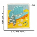 Blue beach hat embroidery patch for clothes with 7.2x6.4cm size measurement - Beach Straw Hat Style (8#)