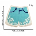 Blue beach shorts embroidered patch with coral patterns and white stitched borders - Blue Beach Shorts Style (9#)