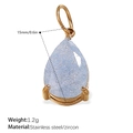 Elegante ciondolo in acciaio dorato con zircone azzurro a forma di goccia d'acqua - Ciondolo Goccia Zircone Blu Oro (PJ469LBG)