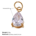 Pendentif goutte en acier inoxydable plaqué or 18K avec zircone facettée transparente - Pendentif Goutte d'Eau avec Zirconia Blanc Doré (PJ469WEG)