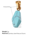Pendentif en pierre texturée bleue avec crochet en acier inoxydable poli doré - Pendentif Turquoise Forme Irrégulière Doré (PJ470BEG)