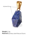 Pendentif en pierre naturelle bleue avec bélière en acier doré pour bijoux DIY - Pendentif Lapis-Lazuli Forme Irrégulière Doré (PJ470NBG)