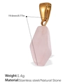 Pendentif en pierre naturelle rose avec bélière en acier inoxydable doré pour DIY - Pendentif Quartz Rose Forme Irrégulière Doré (PJ470PKG)