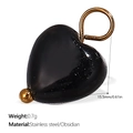 Pendentif cœur en obsidienne noire avec anneau doré en acier inoxydable de 0,7g - Pendentif Cœur en Obsidienne Doré (PJ402BKG)