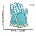 Blue glove-shaped embroidered patch for clothing decoration with 6.6cm height measurement - Teal Glove Style (19#)
