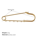 Imperdible dorado de acero inoxidable de 70mm con cinco anillas para accesorios DIY - Imperdible Dorado DIY Grande 5 Lazos (BZ01GL)