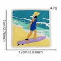 Coastal Cowgirl embroidered surf patch in blue and yellow with size 7.2x7cm - Purple Surfboard Character Style (21#)