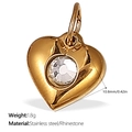 Pendentif cœur en acier inoxydable plaqué or 18 carats avec strass blanc étincelant - Pendentif Cœur avec Strass Blanc Doré (PJ405WEG)