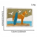 Coastal Cowgirl embroidered patch with brown horse and surfboard design, 7.2x5.1cm size - Horse and Surfboard Style (22#)