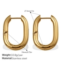 Pendientes de aro ovalados dorados de acero inoxidable con dimensiones del producto - Estilo Ovalado Grueso-Dorado (EH41G) / Grande (27.3mmx19mm)