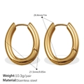 Pendientes de aro ovalados en acero inoxidable dorado con acabado pulido y medidas - Estilo Ovalado Regular-Dorado (EH42G) / Mediano (26.4mmx21.5mm)