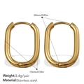 Boucles d'oreilles ovales en acier inoxydable doré 18k avec fermoir à cliquet - Style Ovale Fin-Or (EH1105G)
