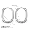 Créoles ovales minimalistes en acier inoxydable poli couleur argent 20mm - Style Ovale Fin-Argent (EH1105S)