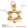 18K gold plated stainless steel Star of David charm pendant with solid double-sided design - Star Of David Style (PJ561G)