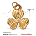 18K gold plated stainless steel clover pendant with heart shaped petals and textured finish - Clover Style (PJ343G)