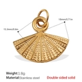Gold plated stainless steel fan shape pendant with engraved sunburst texture and dimensions - Fan Shape Style (PJ563G)