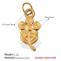 Colgante de flor en acero inoxidable dorado con diseño sólido de doble cara y medidas - Estilo de Flor (PJ562G)