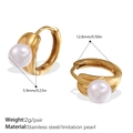 18k gold plated stainless steel hoop earrings with white pearls and dimensions - White Pearl Gold Hoop (EH1093WEG)