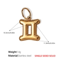 Ciondolo segno zodiacale Gemelli in acciaio inox placcato oro 18k per collana donna - Gemelli Oro Ciondolo Solido (PJ431G5)