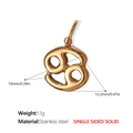 Ciondolo segno zodiacale Cancro in acciaio inossidabile placcato oro 18K 10mm x 12,2mm - Cancro Oro Ciondolo Solido (PJ431G6)