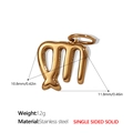 Ciondolo segno zodiacale Vergine in acciaio inossidabile placcato oro 18k con misure - Vergine Oro Ciondolo Solido (PJ431G8)