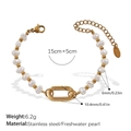 Süßwasserperlen und Gold-Edelstahl-Perlenarmband mit ovalem Verschluss - Süßwasserperle Goldener Ring Armband (SL172WEG)