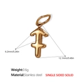 Ciondolo Sagittario in acciaio inossidabile dorato 12,1mm per collana placcata oro - Sagittario Oro Ciondolo Solido (PJ431G11)