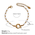 Süßwasserperlen Armband mit Edelstahl Goldperlen und 14,4 mm Federringverschluss - Süßwasserperle Federverschluss Armband (SL174WEG)