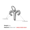 Ciondolo Ariete in acciaio inossidabile lucido con design solido a lato singolo - Ariete Acciaio Ciondolo Solido (PJ431S3)
