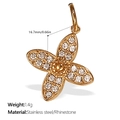 Schmetterling Anhänger aus Edelstahl in Gold mit weißen Strasssteinen und Maßen - Gold Strass Schmetterling Stil (PJ502WEG)