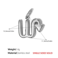 Ciondolo zodiacale a forma di W in acciaio inossidabile argento con misure e peso - Scorpione Acciaio Ciondolo Solido (PJ431S10)